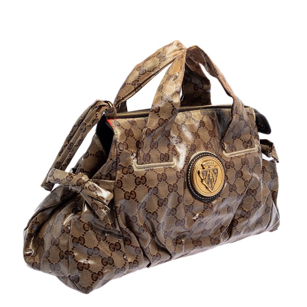 Women's Gucci Brown GG Crystal Coated Canvas Small Hysteria Tote