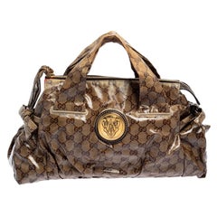 Gucci Brown GG Crystal Coated Canvas Small Hysteria Tote