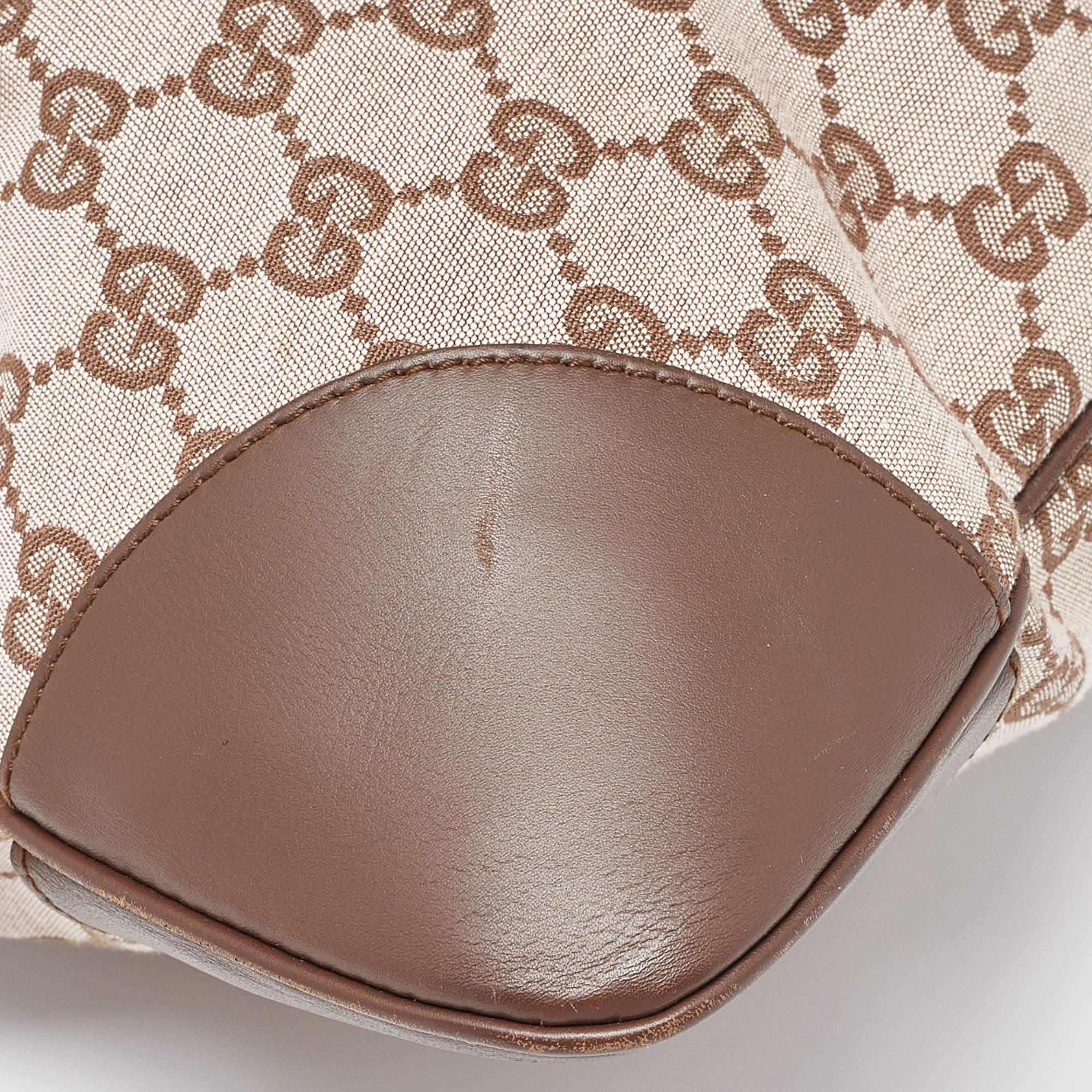 Women's Gucci Brown GG Fabric and Leather Jackie O Hobo