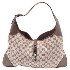 Gucci Brown GG Fabric and Leather Jackie O Hobo