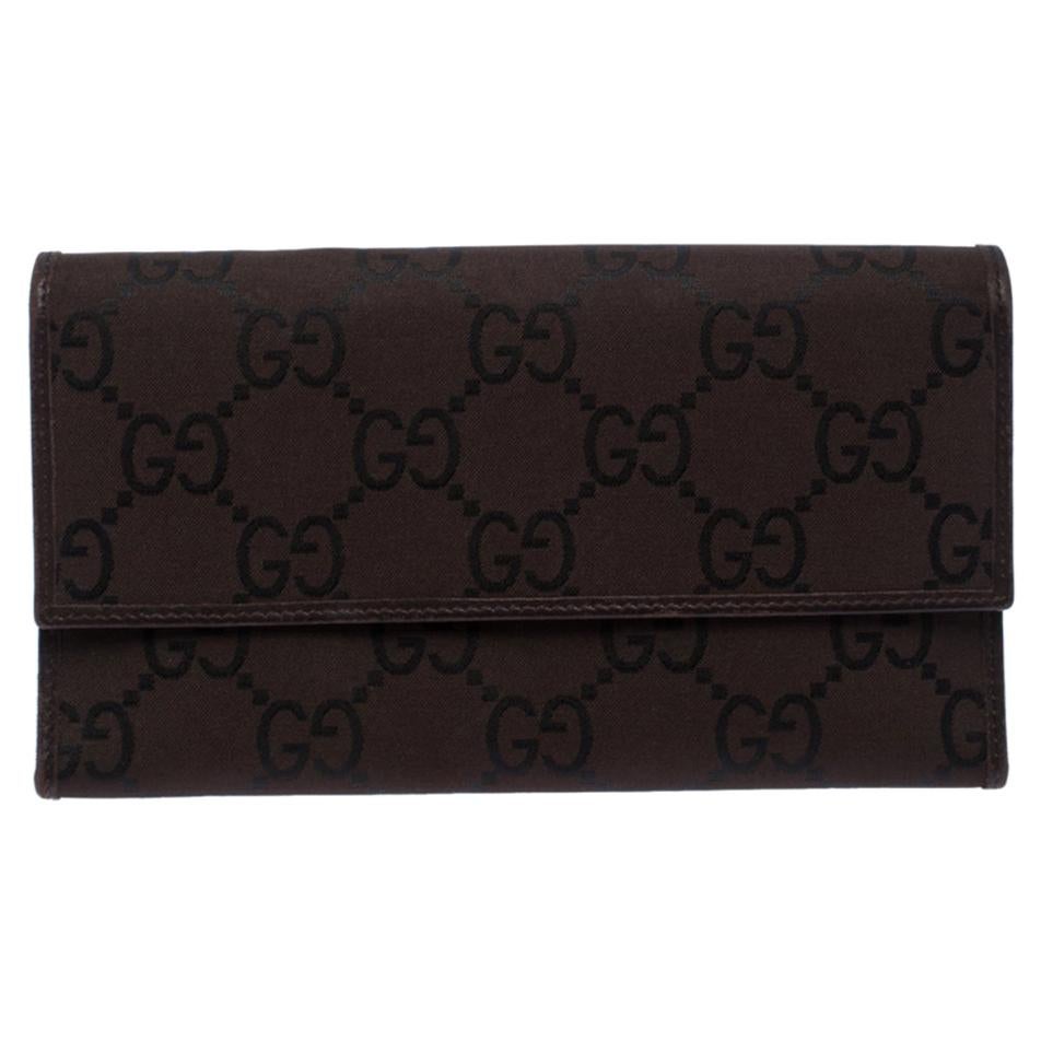 Gucci Brown GG Fabric Continental Wallet