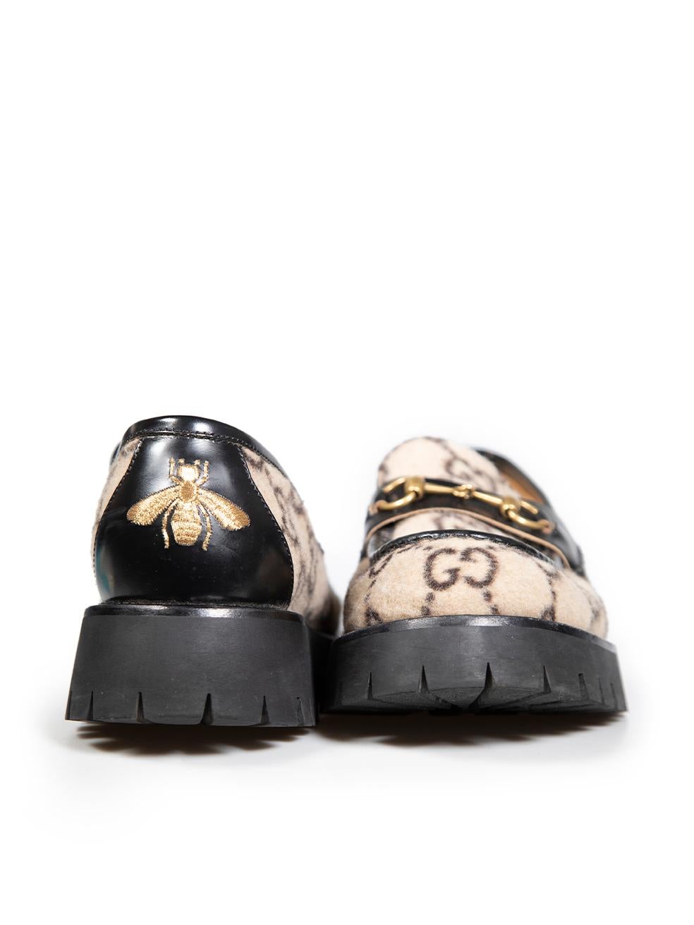 Gucci Brown GG Felted Horsebit Loafers Size IT 42 In Good Condition In London, GB