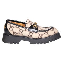 Gucci Brown GG Felted Horsebit Loafers Size IT 42