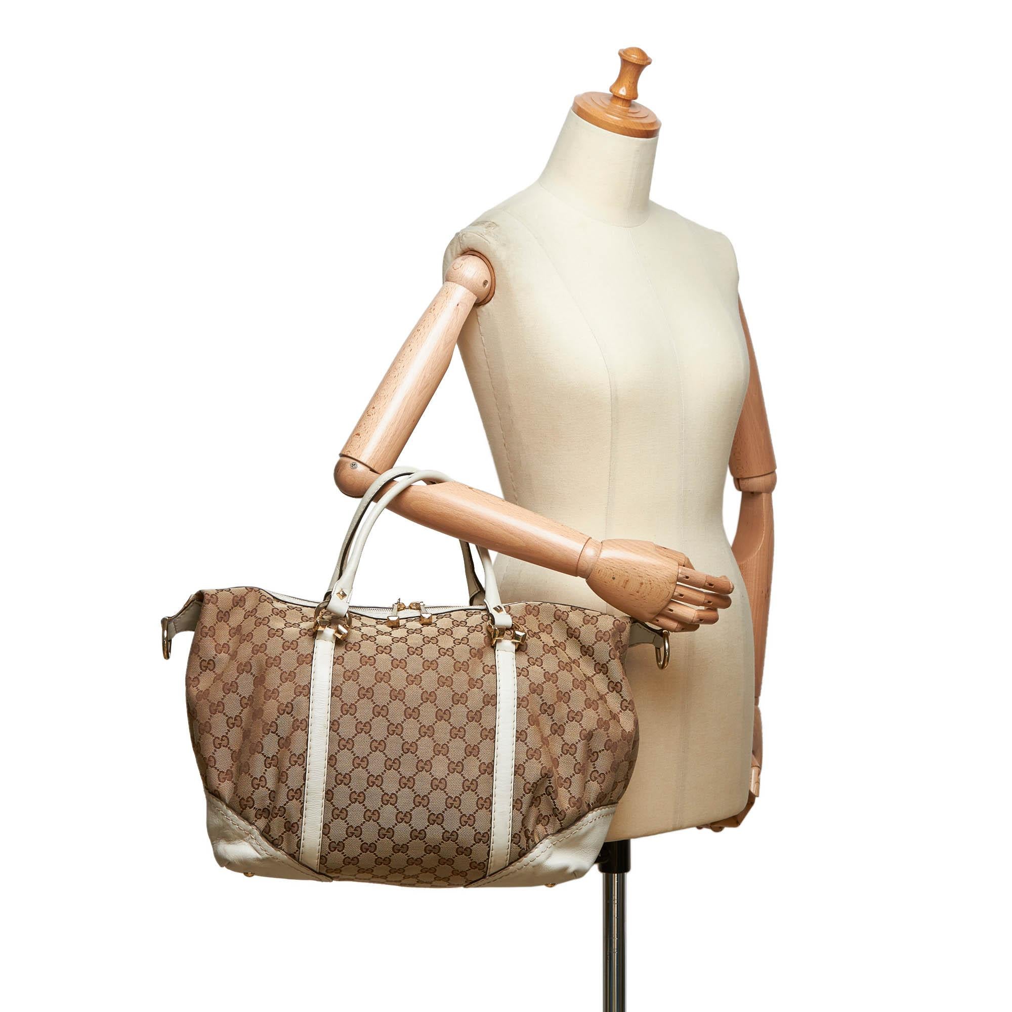 Gucci Brown GG Jacquard Duffel Bag 11