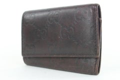 Gucci Brown GG Leather Guccissima 6 Key Holder Wallet Case 2ga112