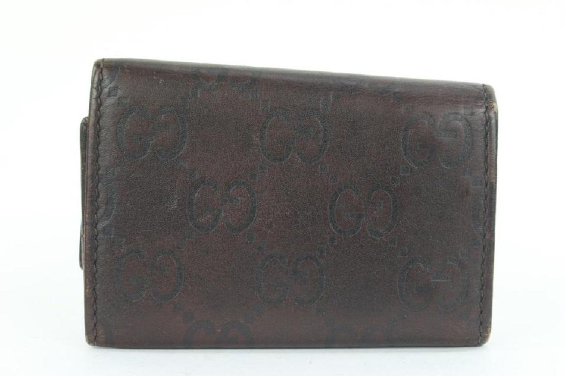 Black Gucci Brown GG Leather Guccissima 6 Key Holder Wallet Case 2ga112 For Sale