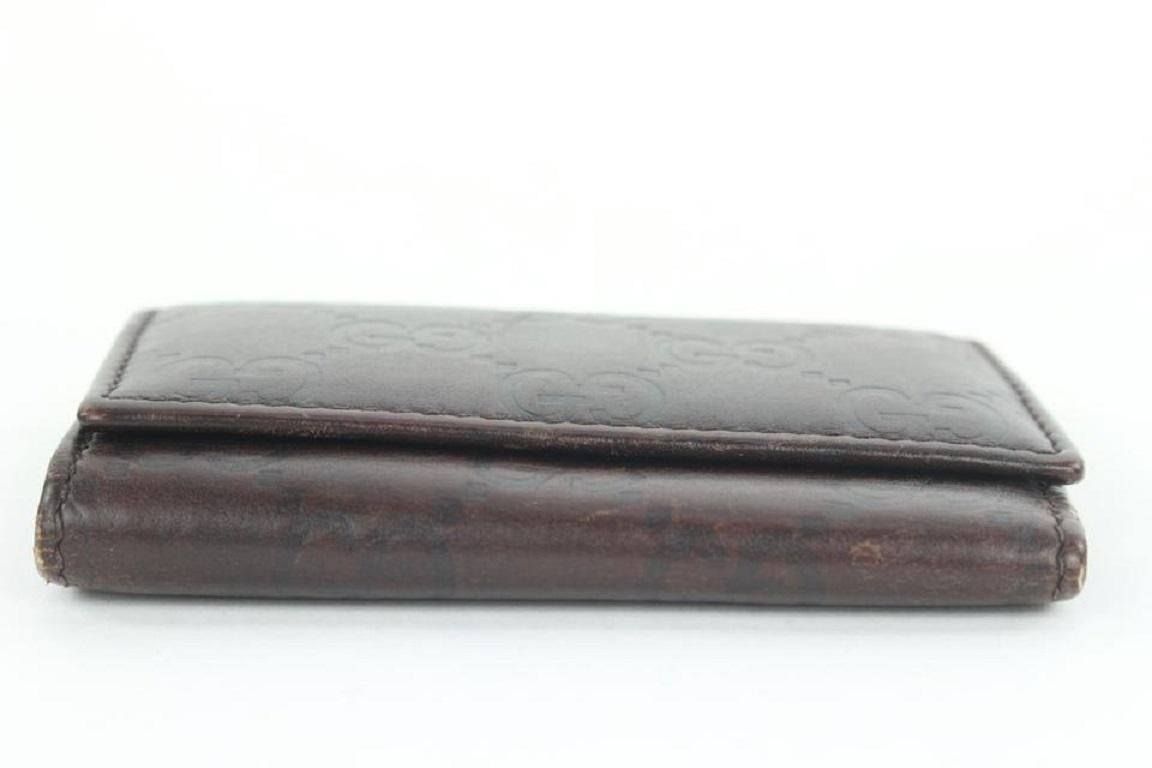 Gucci Brown GG Leather Guccissima 6 Key Holder Wallet Case 2ga112 In Good Condition For Sale In Dix hills, NY