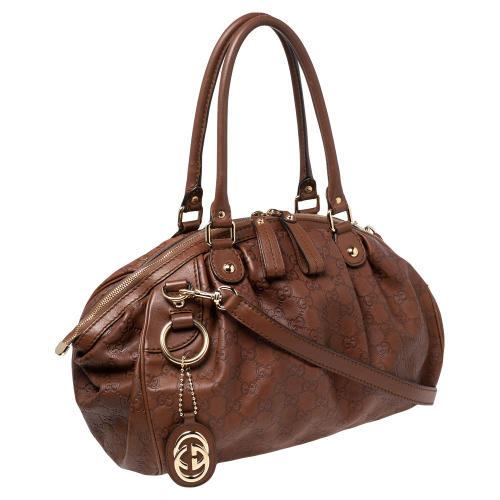 Women's Gucci Brown GG Leather Medium Sukey Boston Bag