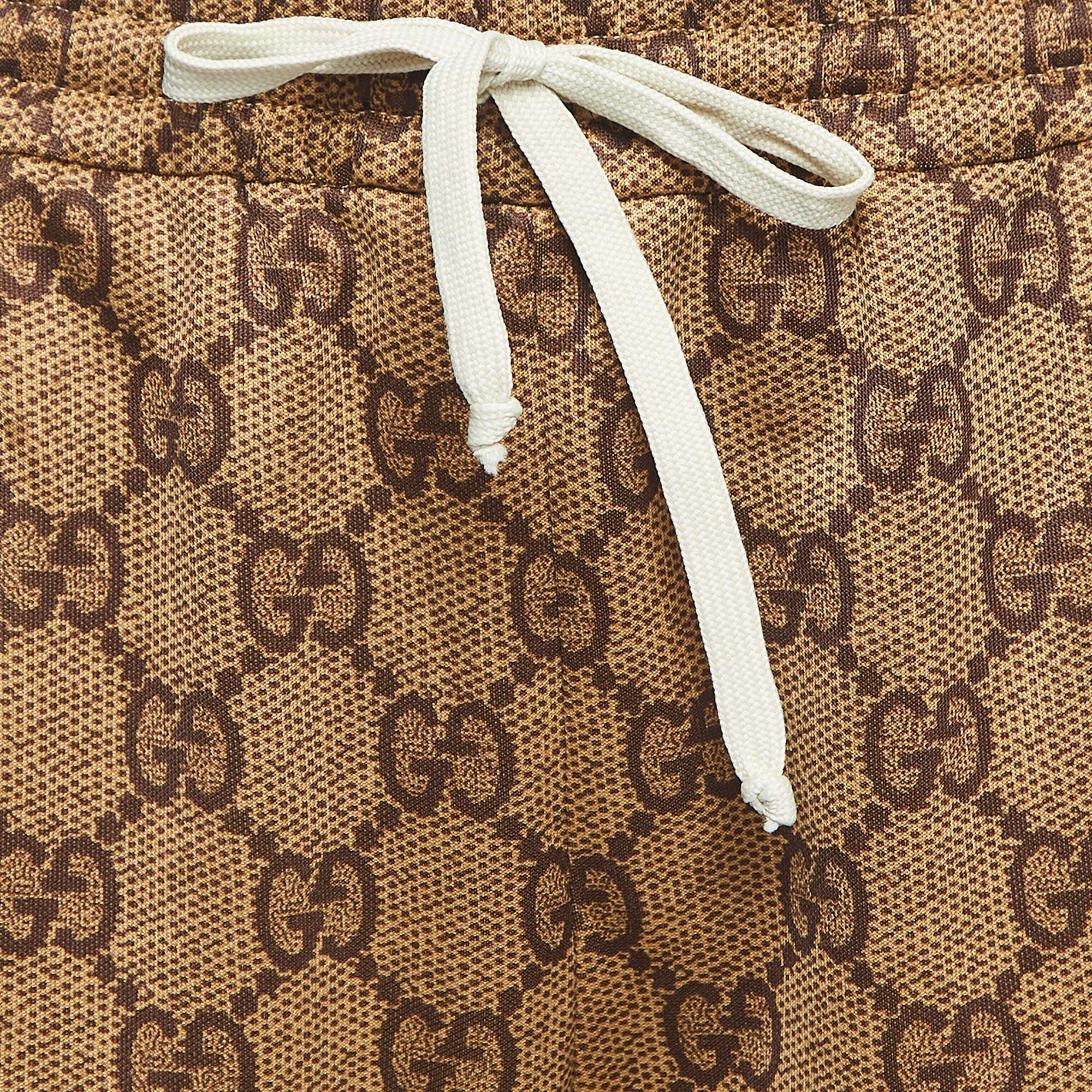 Gucci Brown GG Monogram Technical Jersey Track Pants M 1