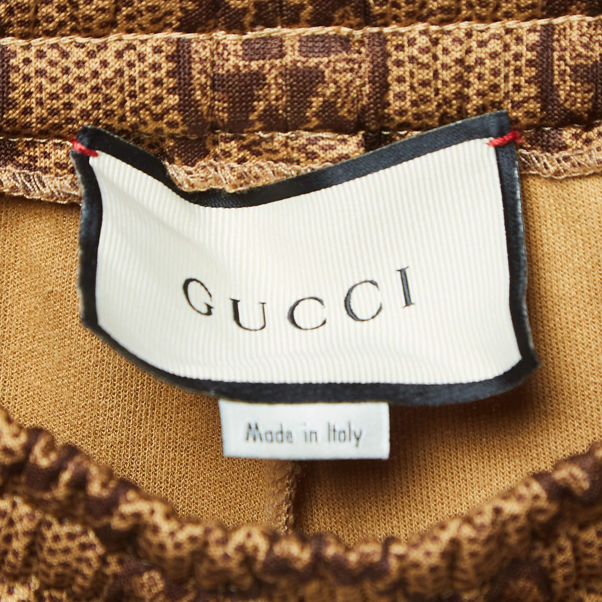 Gucci Brown GG Monogram Technical Jersey Track Pants M 2