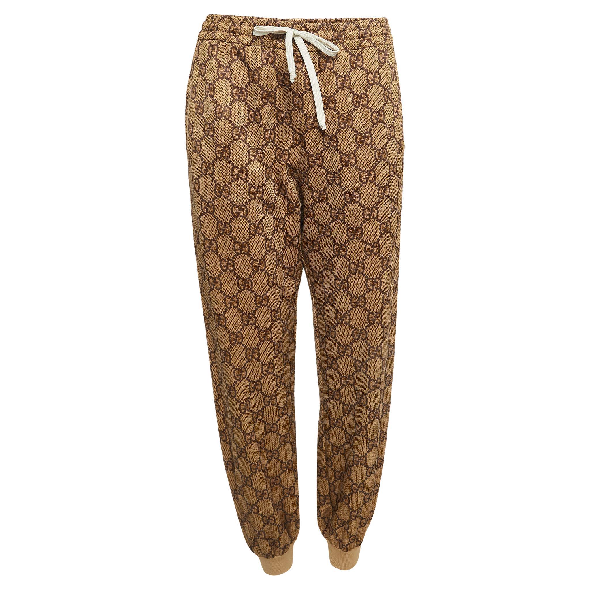 Gucci Brown GG Monogram Technical Jersey Track Pants M