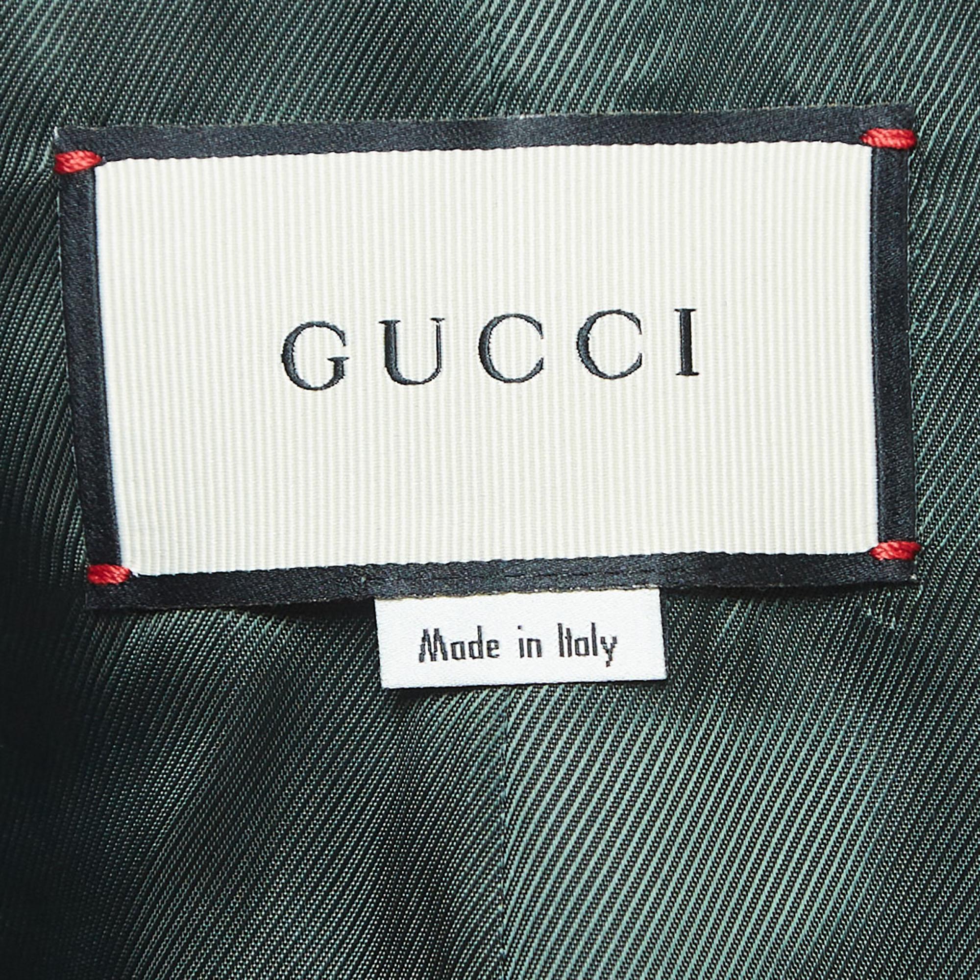 Gucci Brown GG Motif Velvet Single Breasted Blazer M For Sale 3