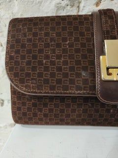 Gucci brown GG suede pochette clutch