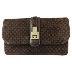 Gucci brown GG suede pochette clutch