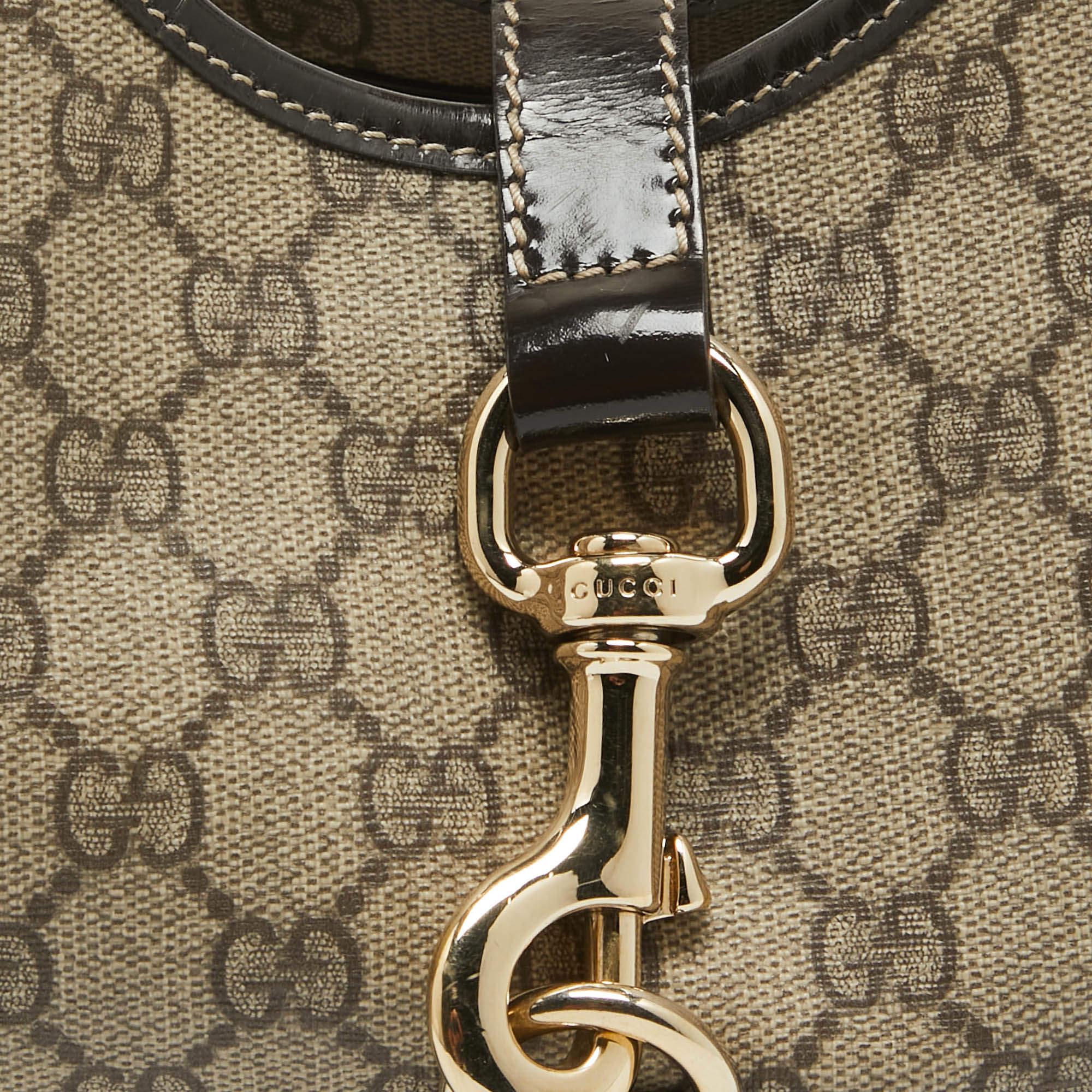 Gucci Brown GG Supreme Canvas and Patent Leather Bardot Joy Bag 1