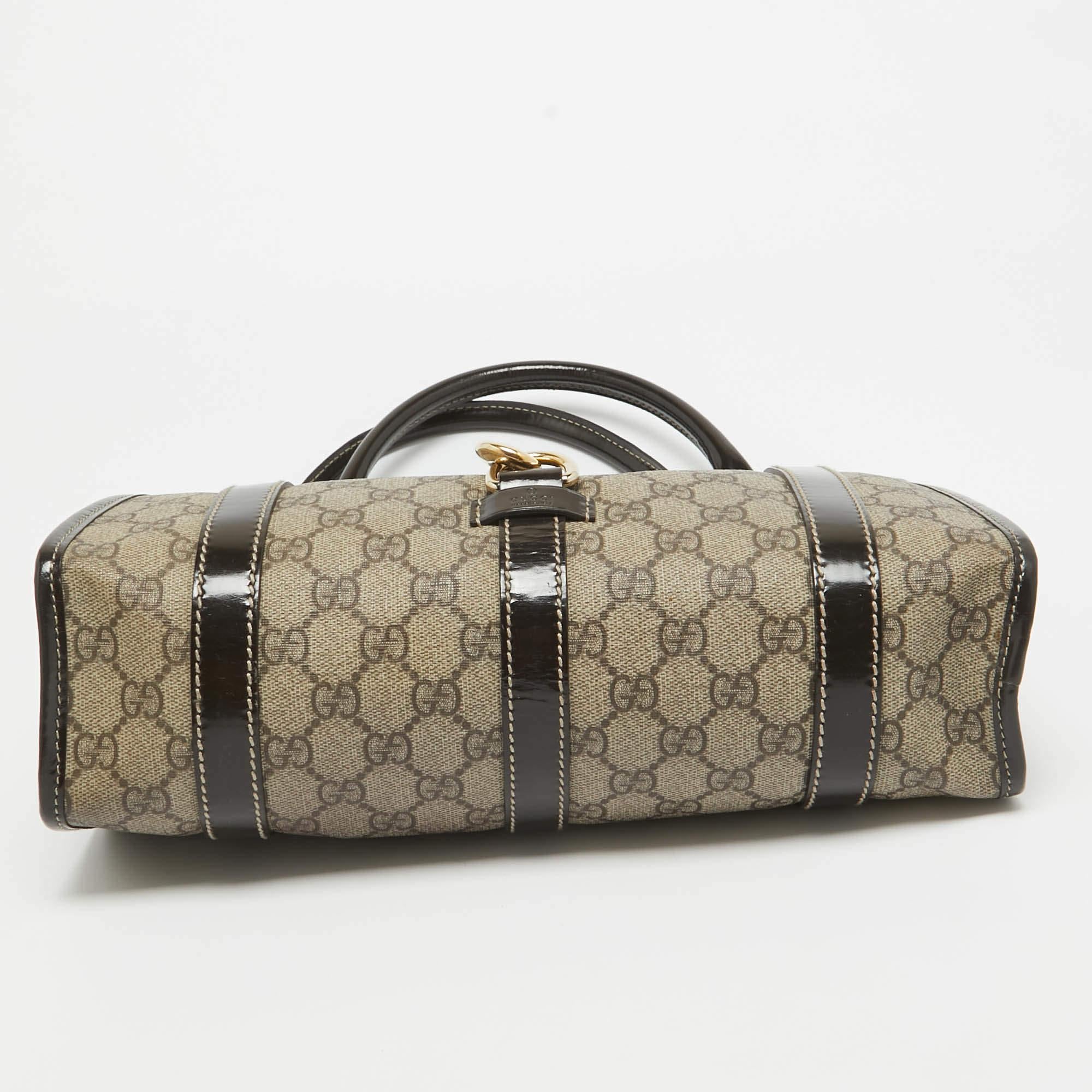 Gucci Brown GG Supreme Canvas and Patent Leather Bardot Joy Bag 5