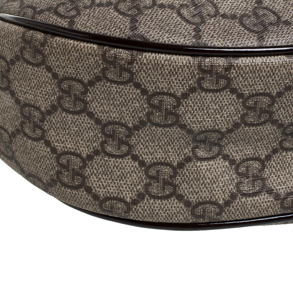 Gucci GG Supreme Hobo aus braunem Segeltuch und Lackleder 5