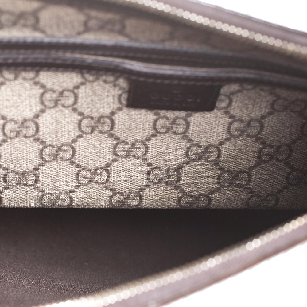Gucci GG Supreme Hobo aus braunem Segeltuch und Lackleder 3