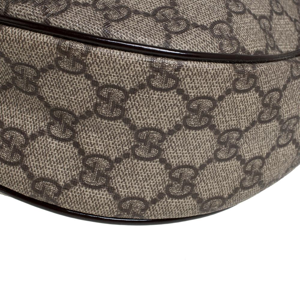 Gucci GG Supreme Hobo aus braunem Segeltuch und Lackleder 4