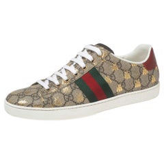 Gucci Brown GG Supreme Canvas Bee Ace Sneakers Size 38