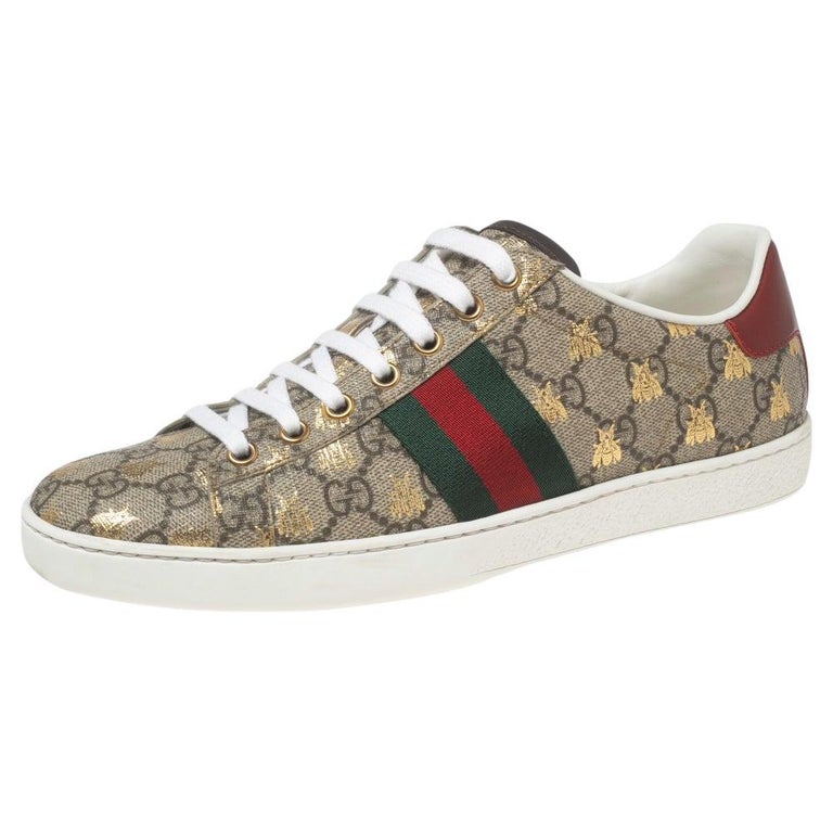 Gucci Brown Supreme Canvas Bee Ace Sneakers Size 38 at 1stDibs | gucci sneaker canvas