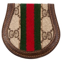 Gucci Brown “GG” Supreme Half Moon Coins Case
