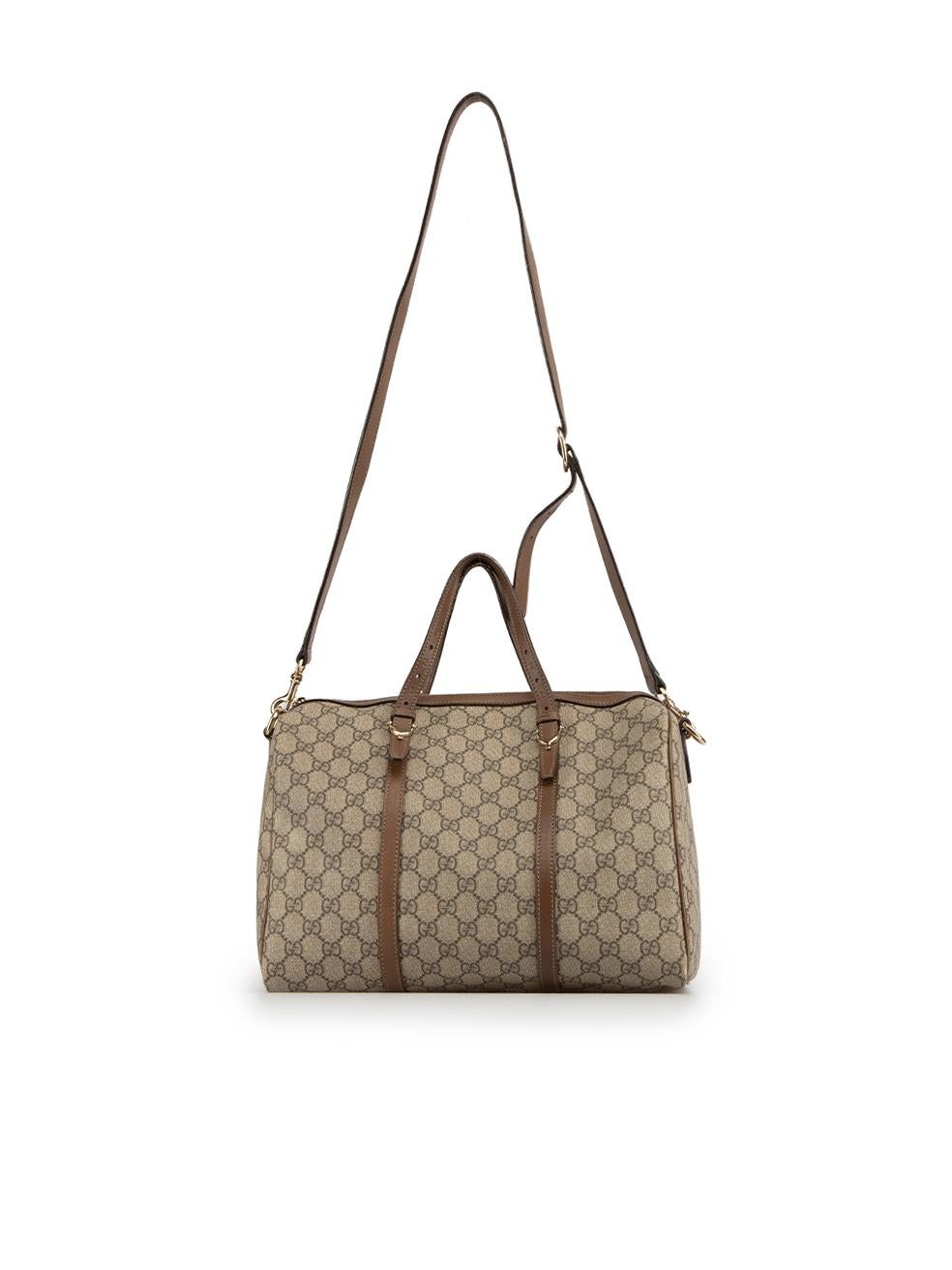 Gucci Brown GG Supreme Nice Boston Handbag In Excellent Condition In London, GB