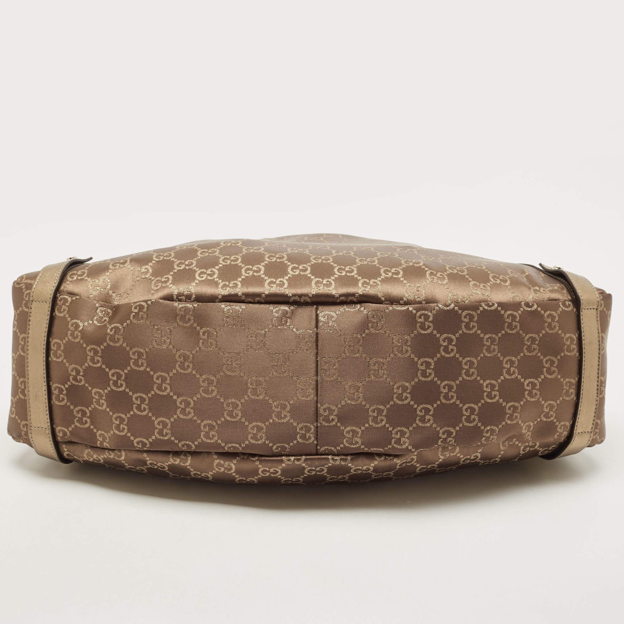 Gucci Brown/Gold GG Canvas and Leather Medium Abbey Hobo 3