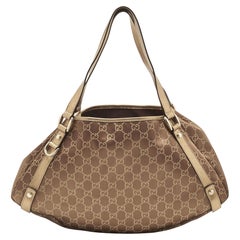 Gucci Brown/Gold GG Canvas and Leather Medium Abbey Hobo