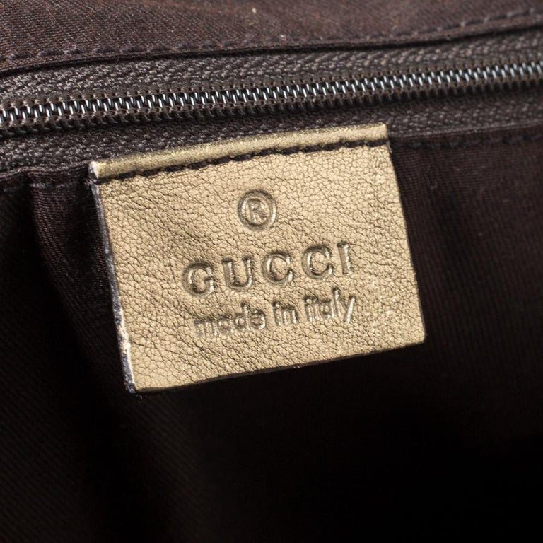 Gucci Brown/Gold GG Canvas and Leather Princy Tote For Sale at 1stDibs