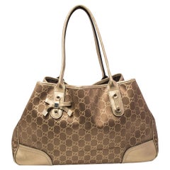 Gucci Brown/Gold GG Canvas And Leather Princy Tote