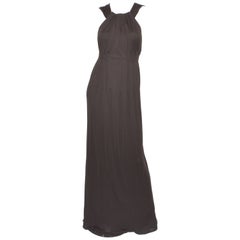 Gucci Brown Grecian Style Jersey Maxi Gown
