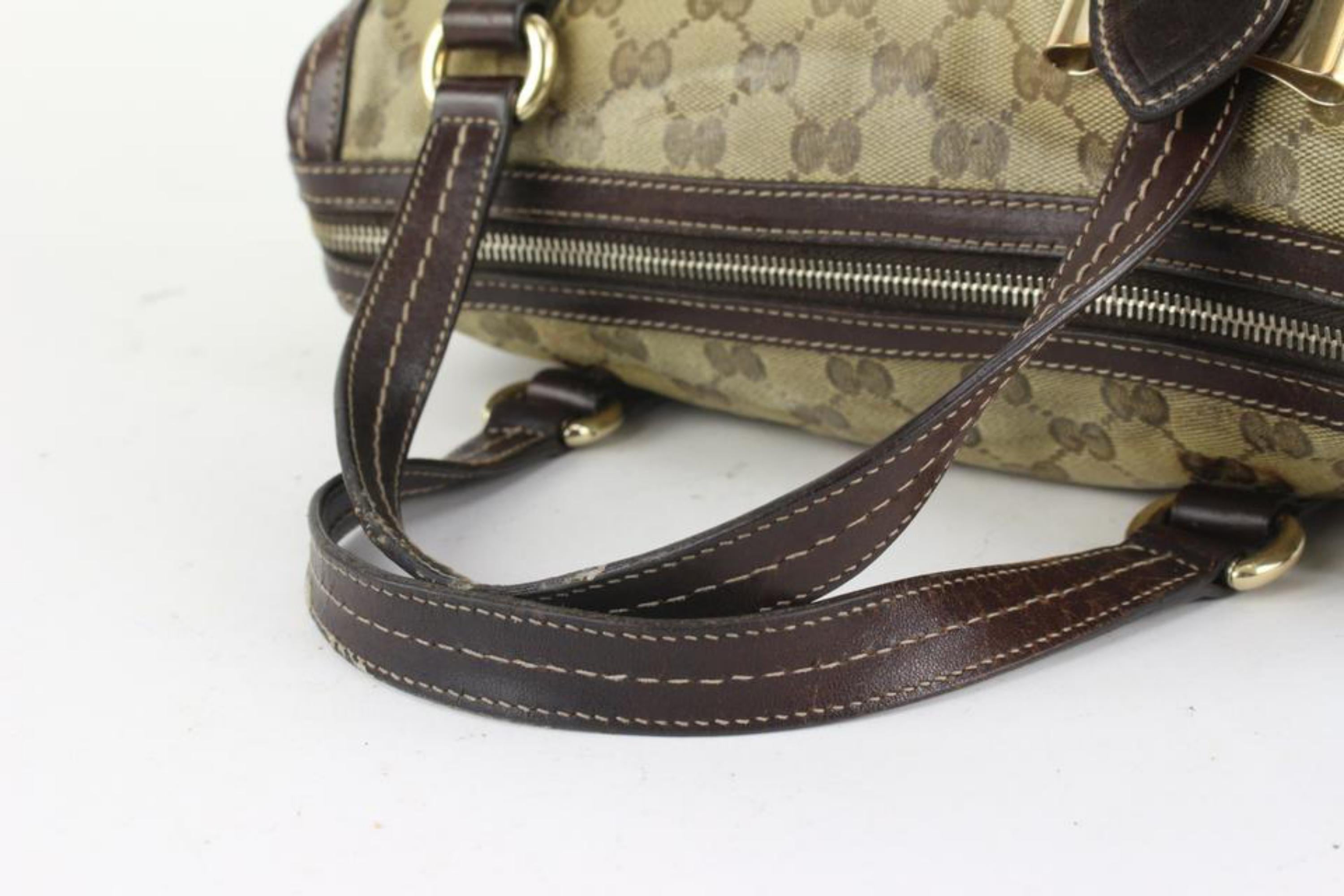 Women's Gucci Brown Gucci GG Crystal Duchessa Boston Bag 927G1 For Sale