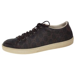 Gucci Brown Guccissima Coated Canvas and Leather Low Top Sneakers Size 39