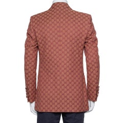 Gucci Braun Guccissima Jacquard Knopfleiste Blazer L