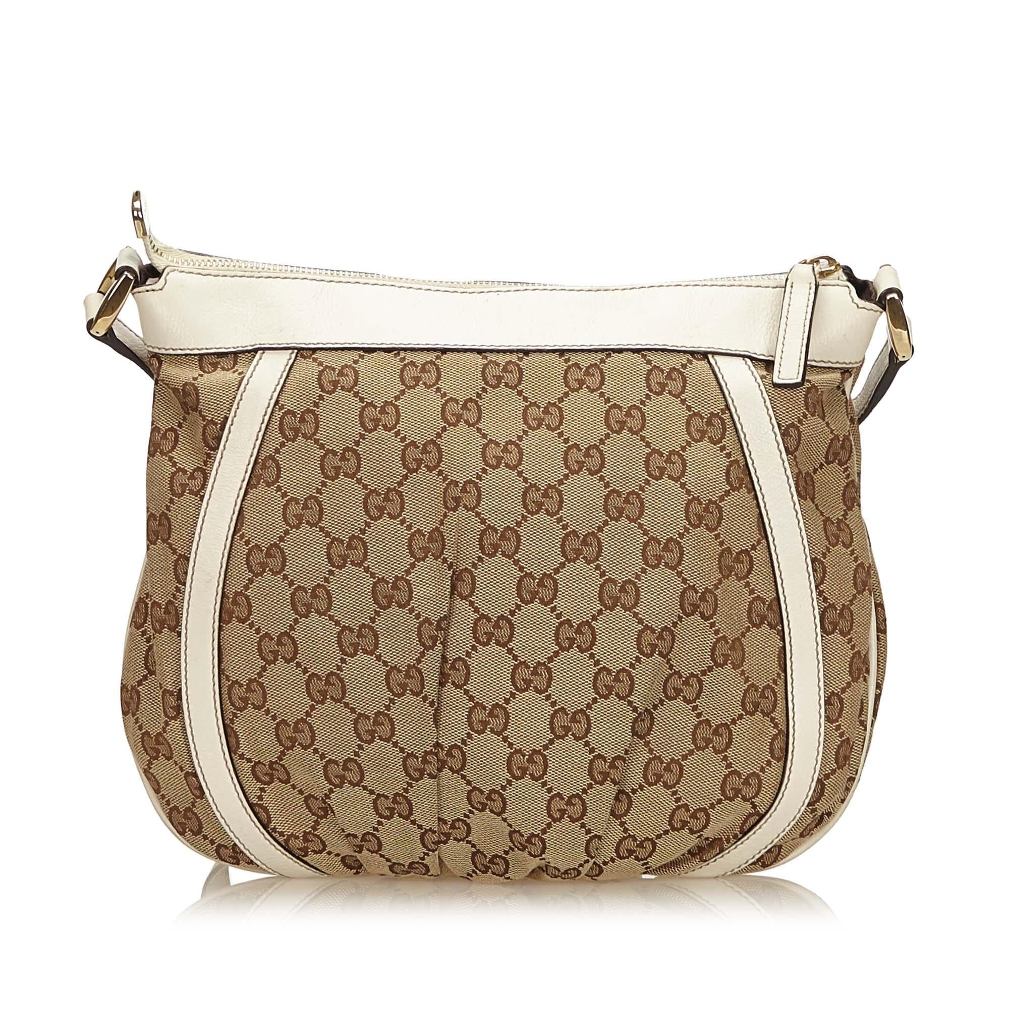 Gucci Brown Guccissima Jacquard D-Ring Crossbody Bag In Good Condition For Sale In Orlando, FL