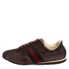 Gucci Brown Guccissima Leather And Suede Lace Up Sneakers Size 40