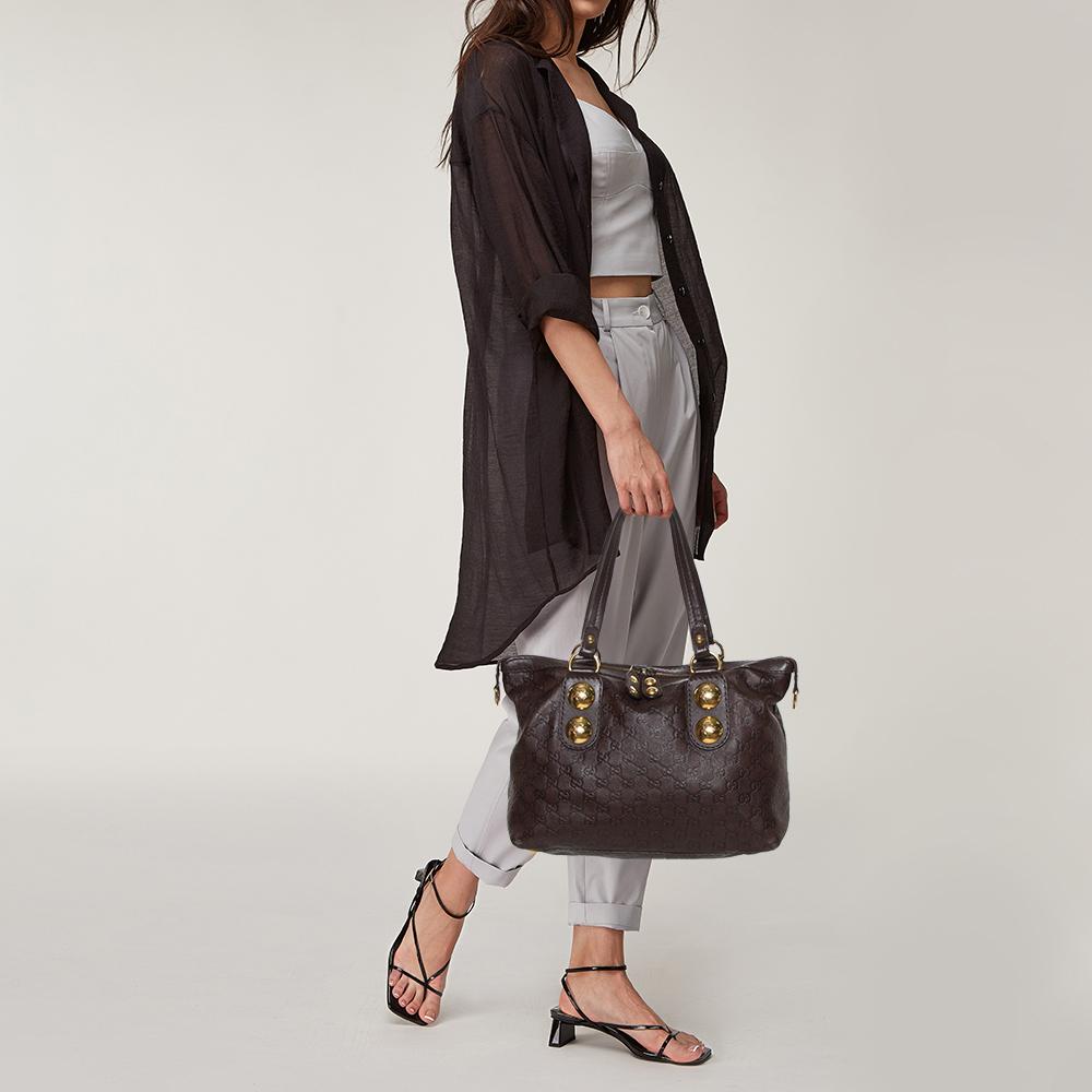 Black Gucci Brown Guccissima Leather Babouska Heart Tote