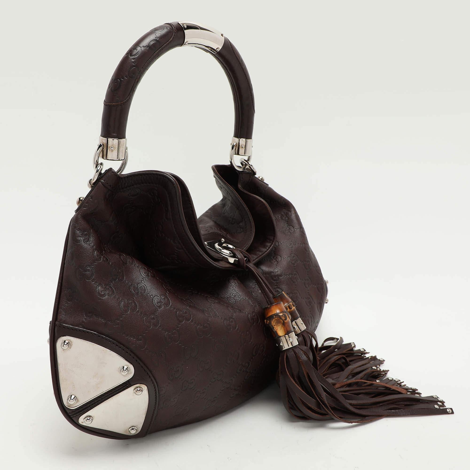 Black Gucci Brown Guccissima Leather Babouska Indy Hobo