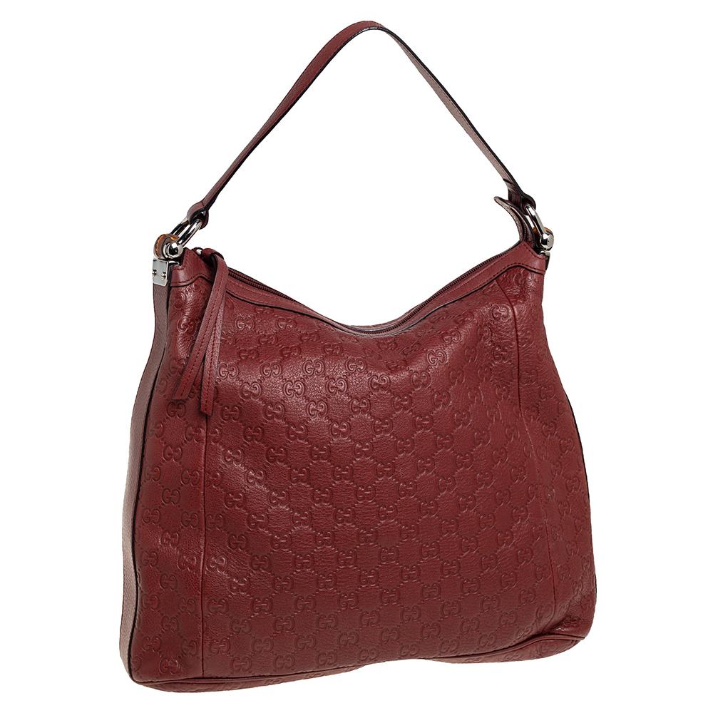 Gucci Braun Guccissima Leder Bambus D Ring Hobo im Zustand „Gut“ in Dubai, Al Qouz 2