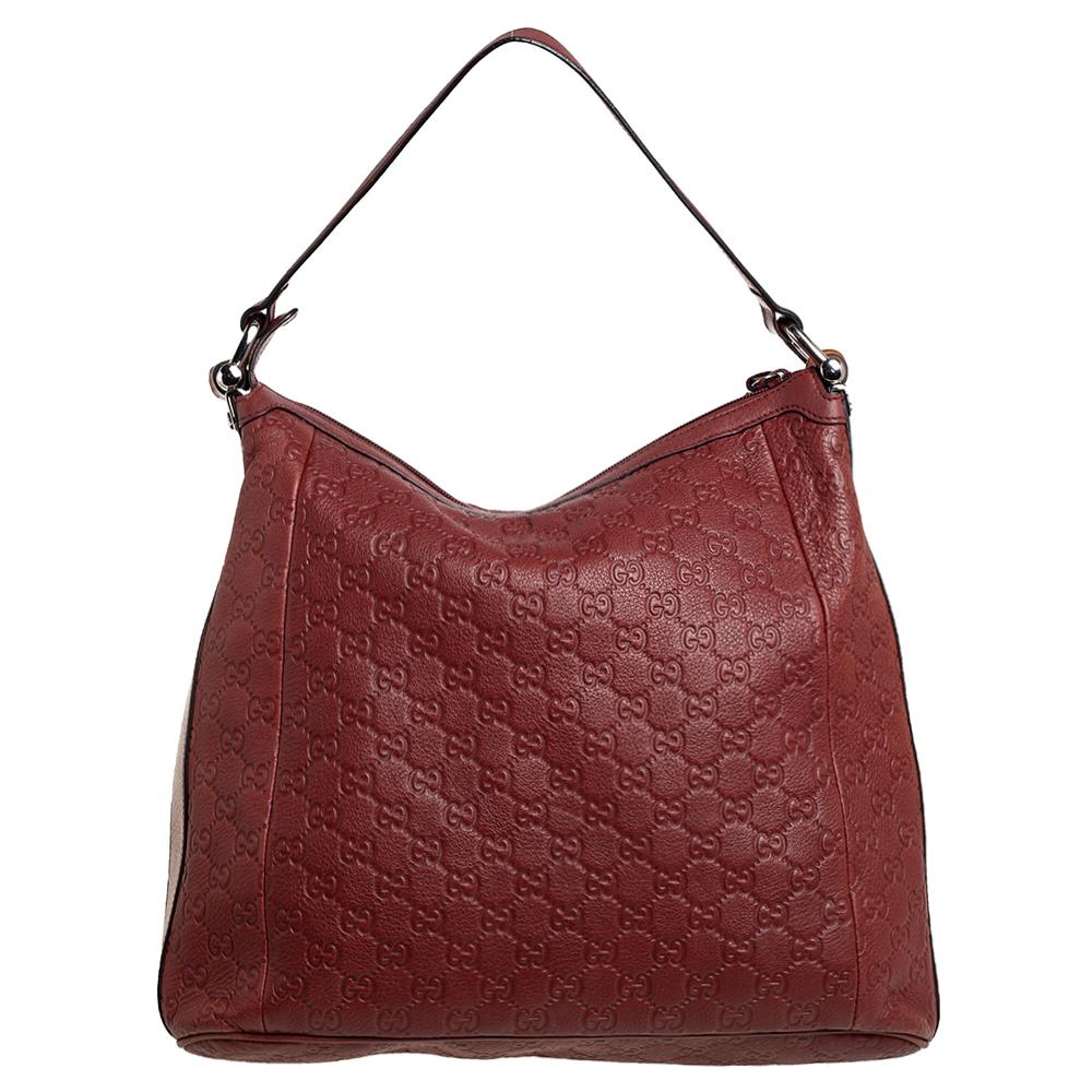 Gucci Braun Guccissima Leder Bambus D Ring Hobo Damen