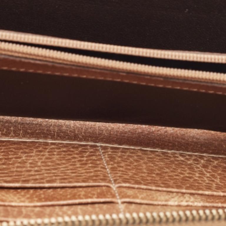 Gucci Braun Guccissima Leder Bambus Quaste Zip um Brieftasche im Angebot 6