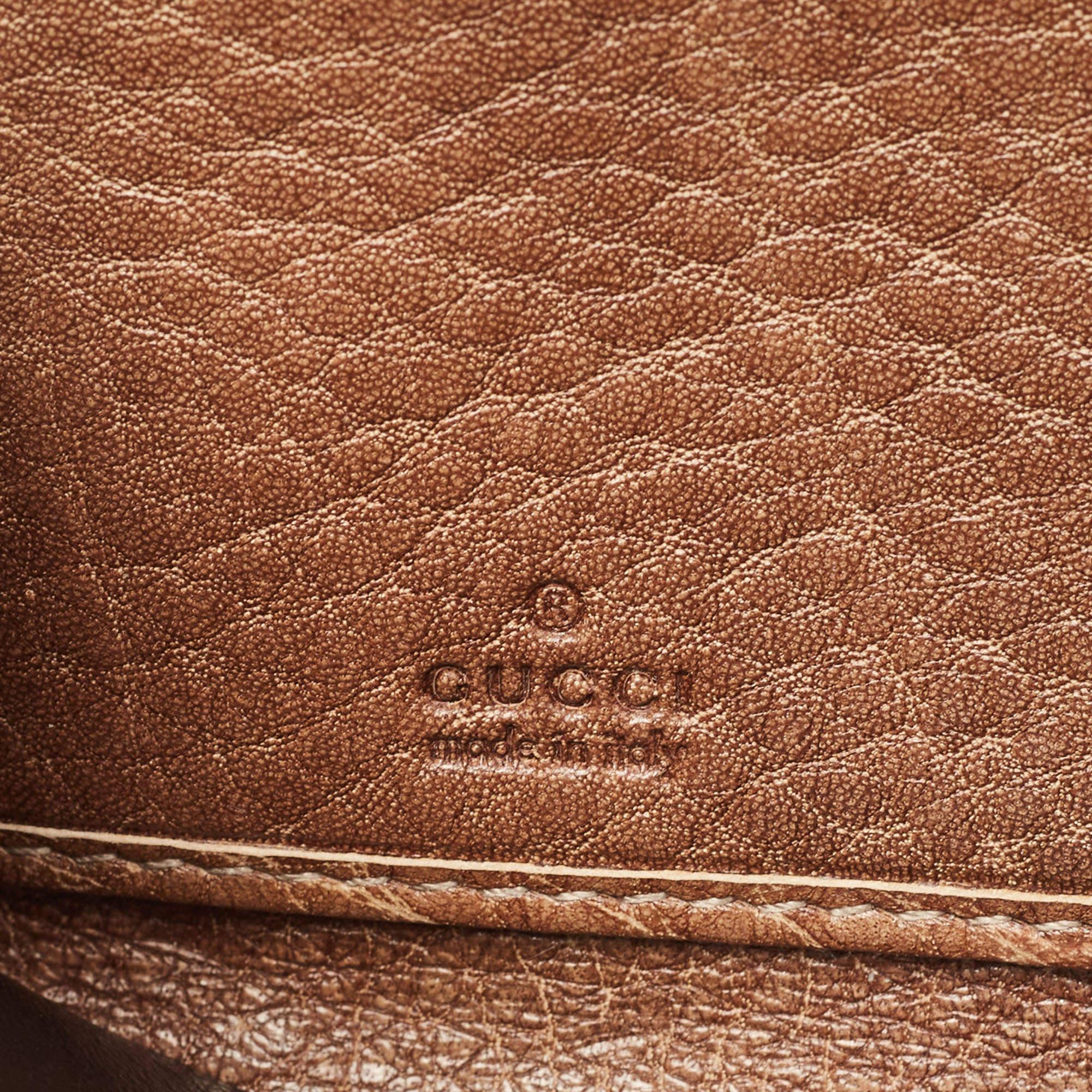 Gucci Brown Guccissima Leather Bamboo Tassel Zip Around Wallet For Sale 3