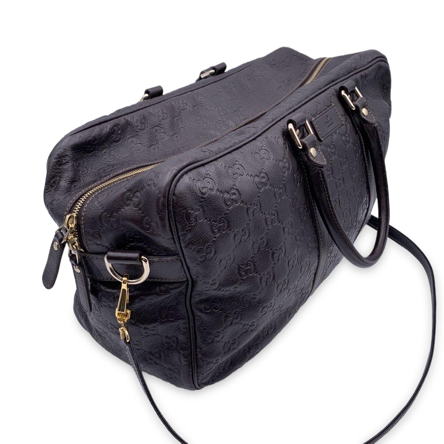 Gucci Brown Guccissima Leather Boston Bag Duffle with Strap 1
