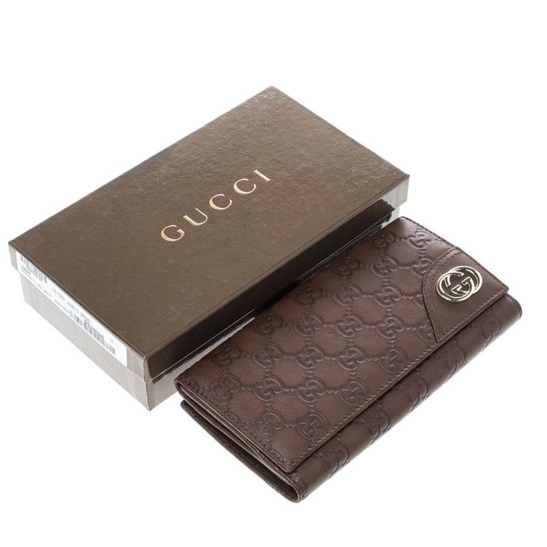 Gucci Brown Guccissima Leather Britt Continental Wallet For Sale at 1stDibs