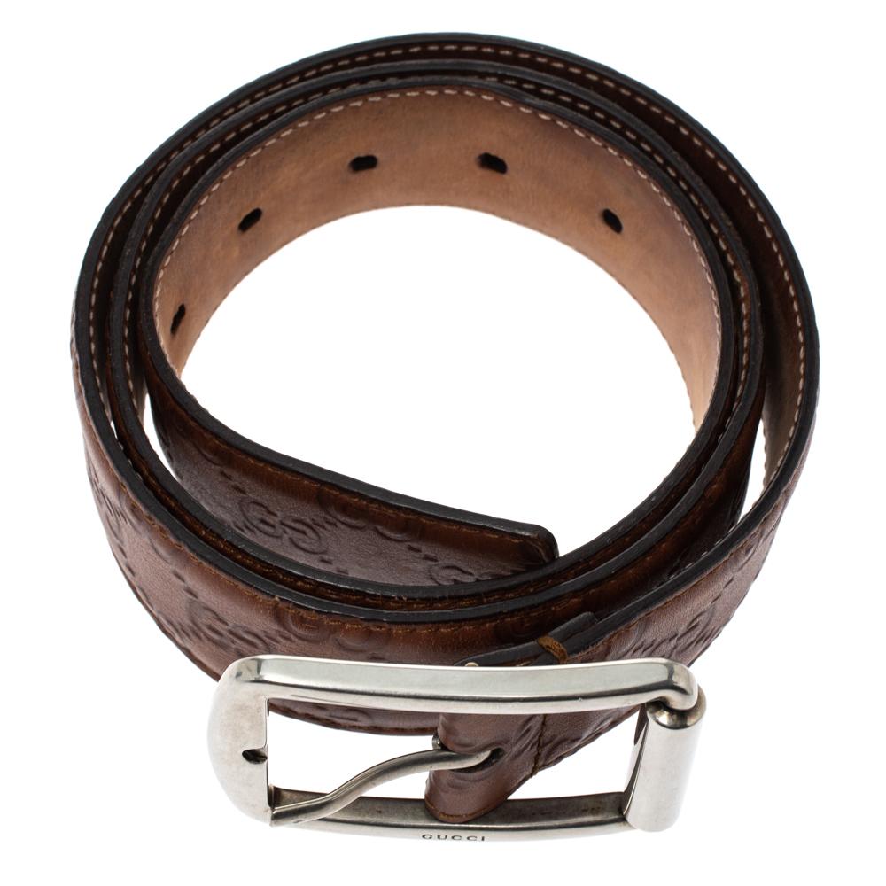 Gucci Brown Guccissima Leather Buckle Belt 90CM In Fair Condition In Dubai, Al Qouz 2