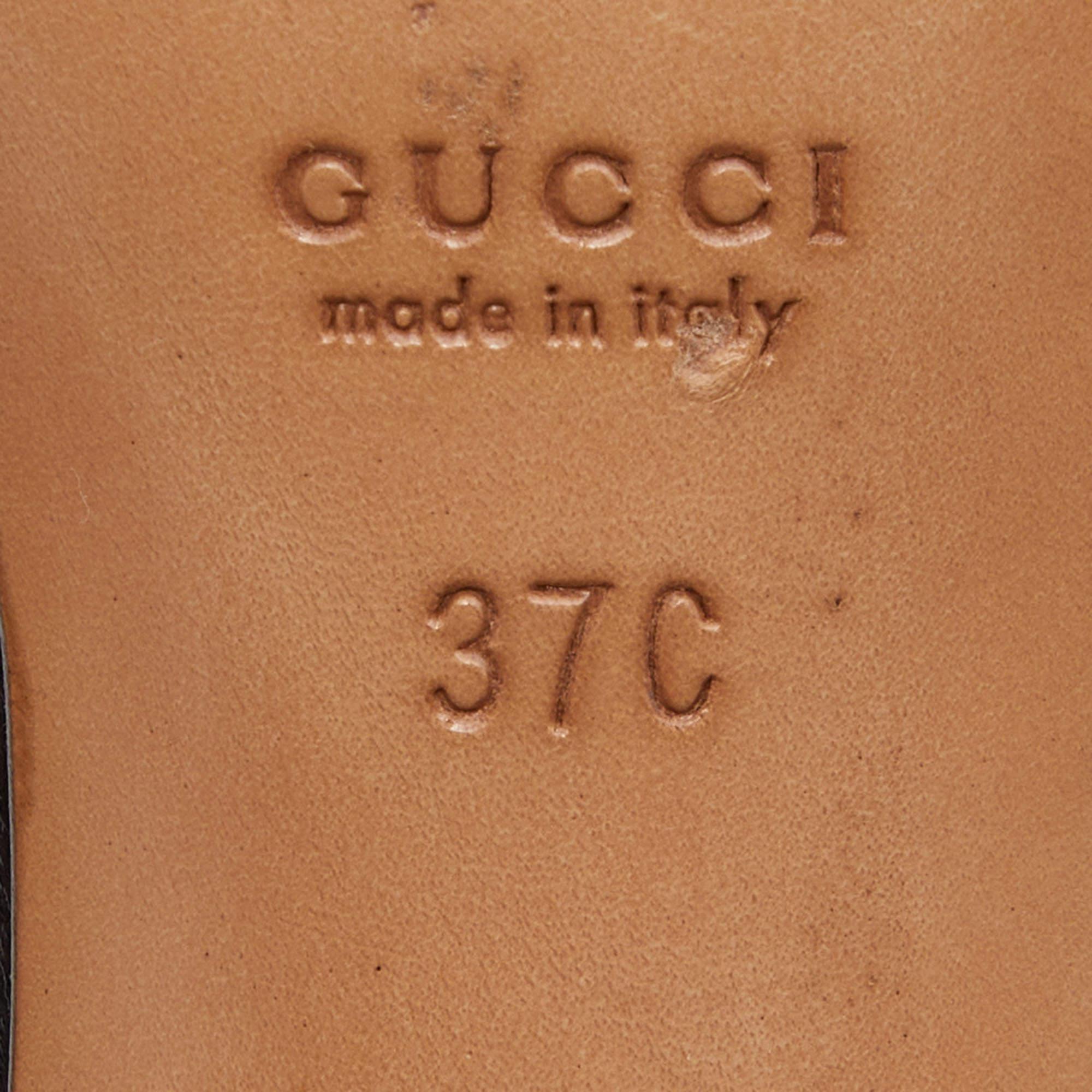 Gucci Brown Guccissima Leather Buckle Detail Slide Sandals Size 37 For Sale 3