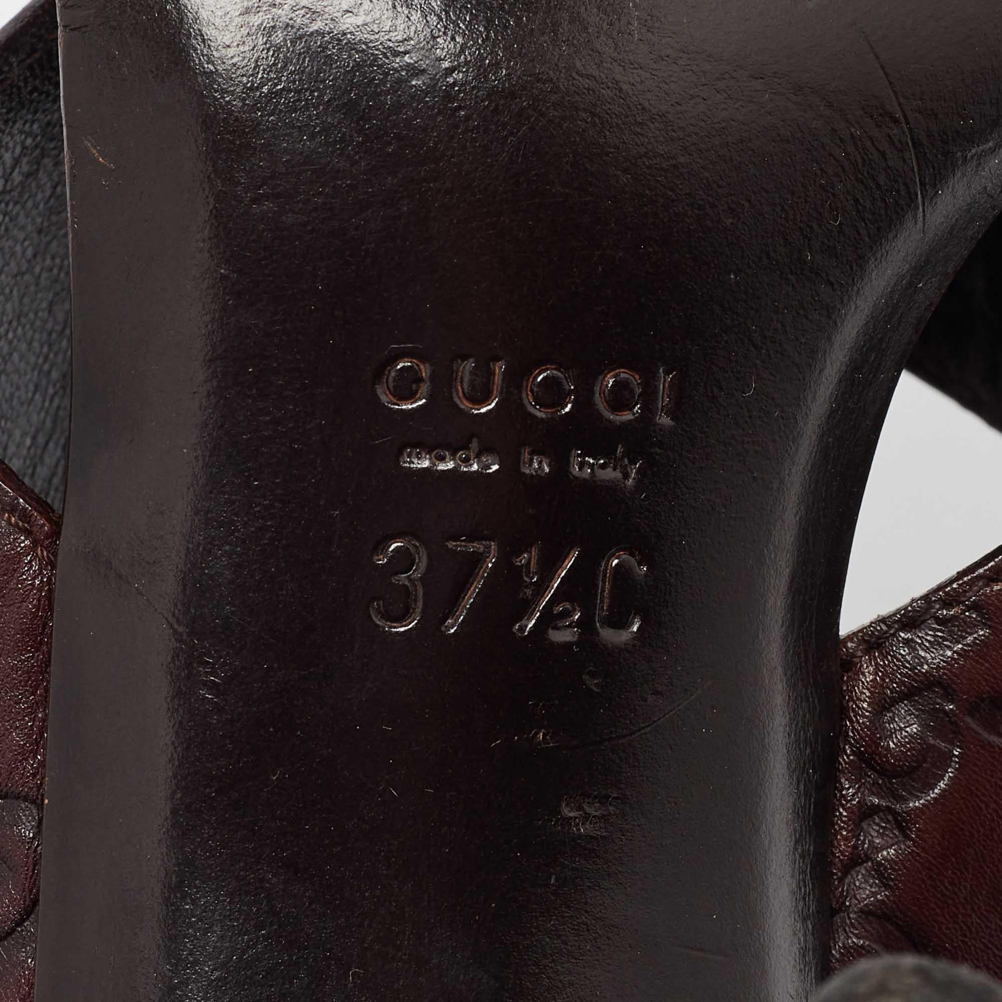 Gucci Brown Guccissima Leather Cross Strap Sandals Size 37.5 3