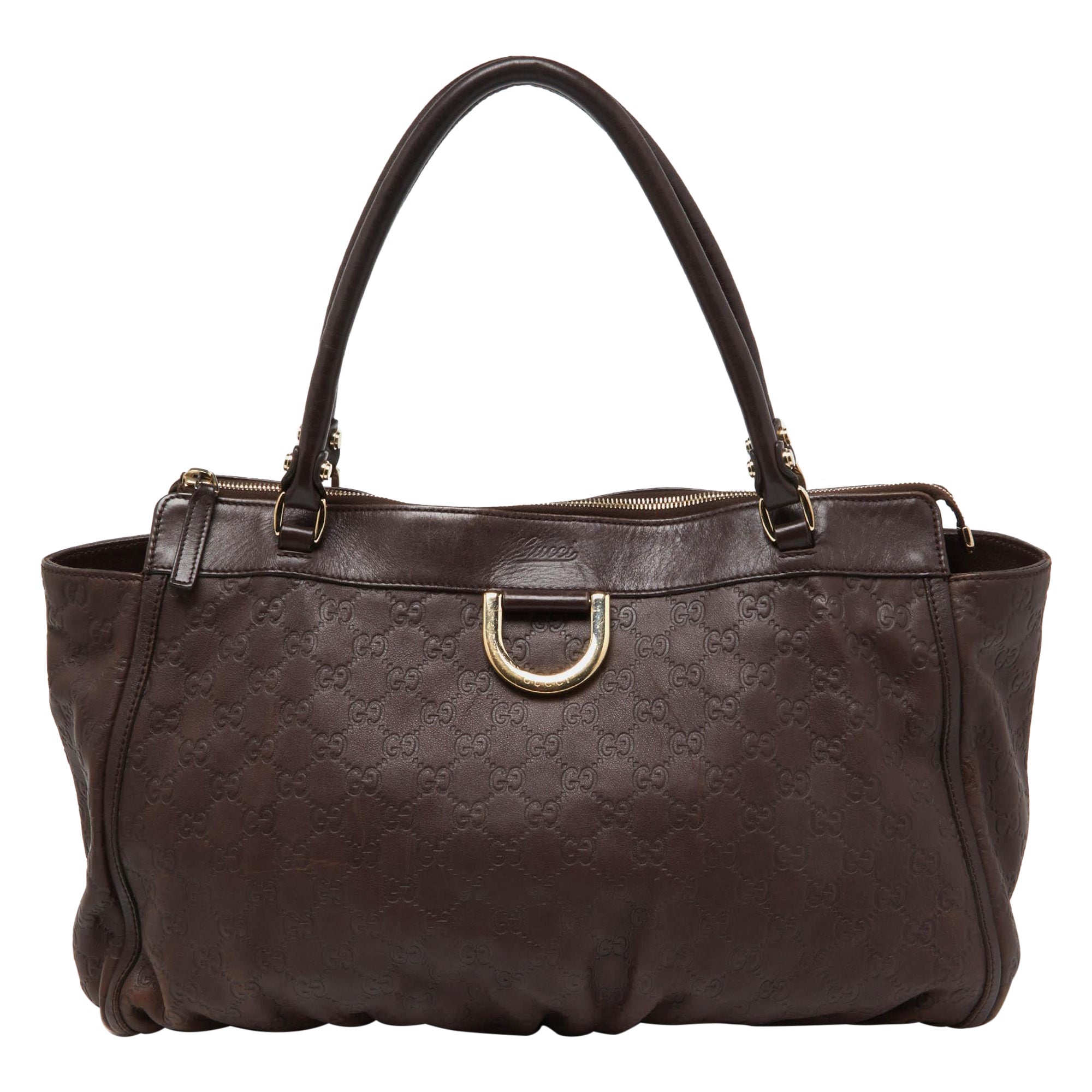 Gucci Brown Guccissima Leather D Ring Tote