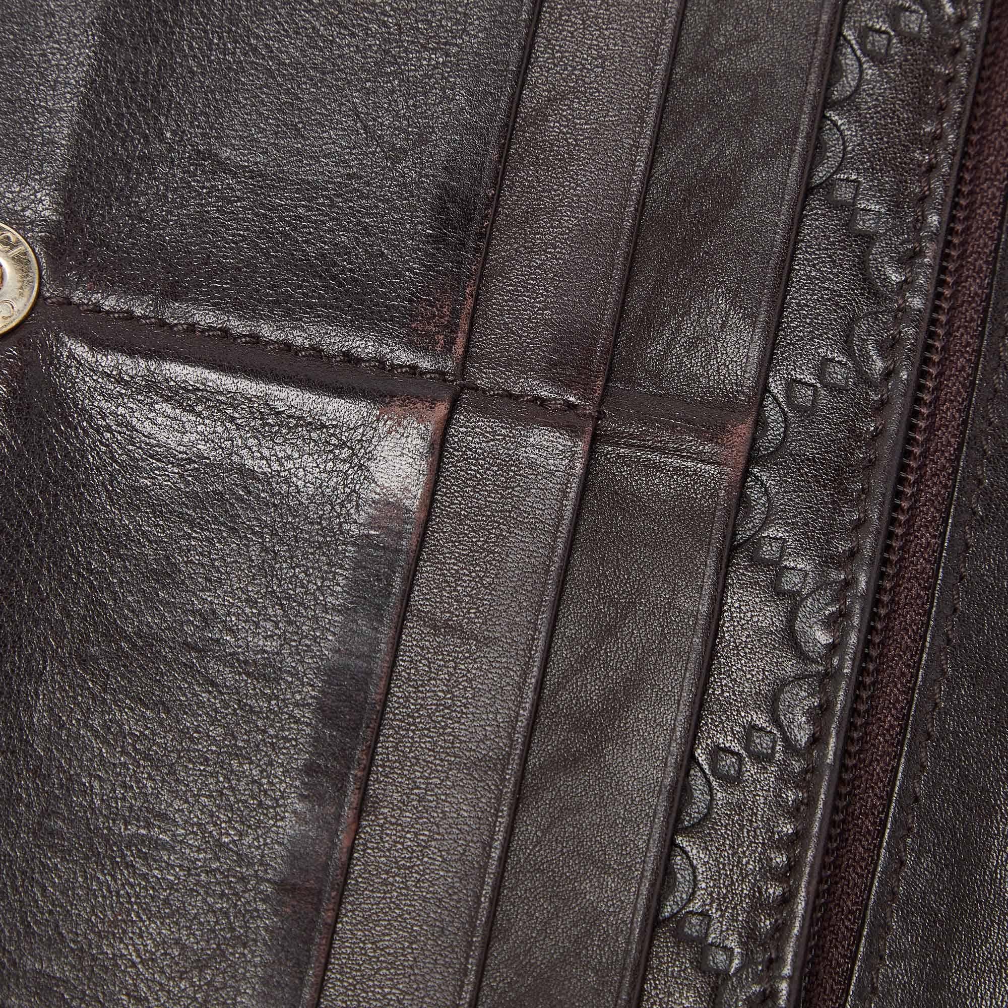 Gucci Brown Guccissima Leather GG Pierce Continental Wallet In Fair Condition In Dubai, Al Qouz 2